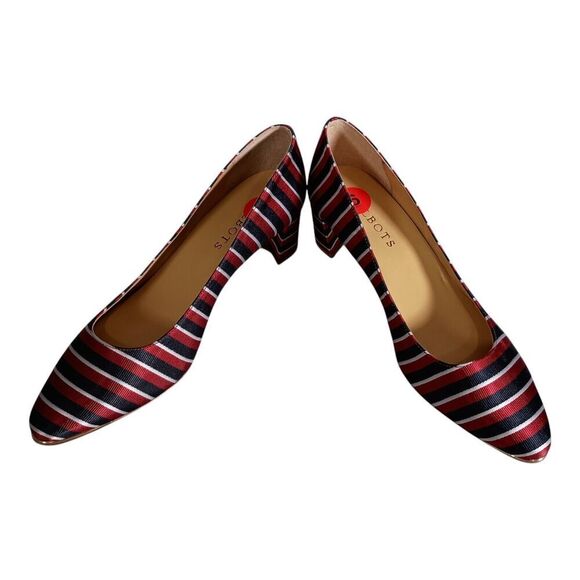 Talbots Kelsey Block Heel Pumps Shoes Textile Striped Women's 6 - Picture 5 of 8